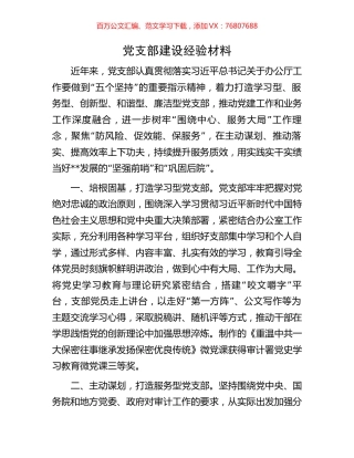 党支部建设经验材料.docx
