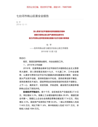 七台河市桃山区委全会报告.docx