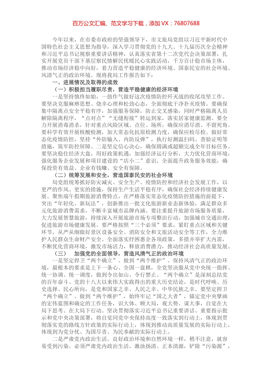 市文旅局“三个环境”自查报告.docx_第1页