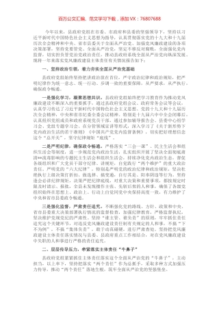 县政府党风廉政建设主体责任落实情况的自查报告.docx