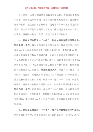 团县委2022年第一季度工作开展情况报告.docx