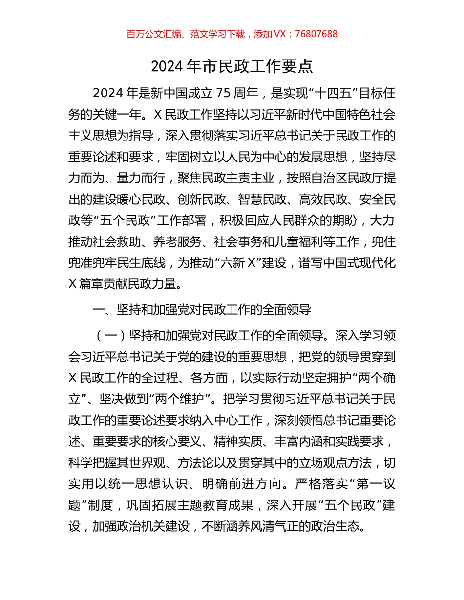 2024年市民政工作要点.docx_第1页