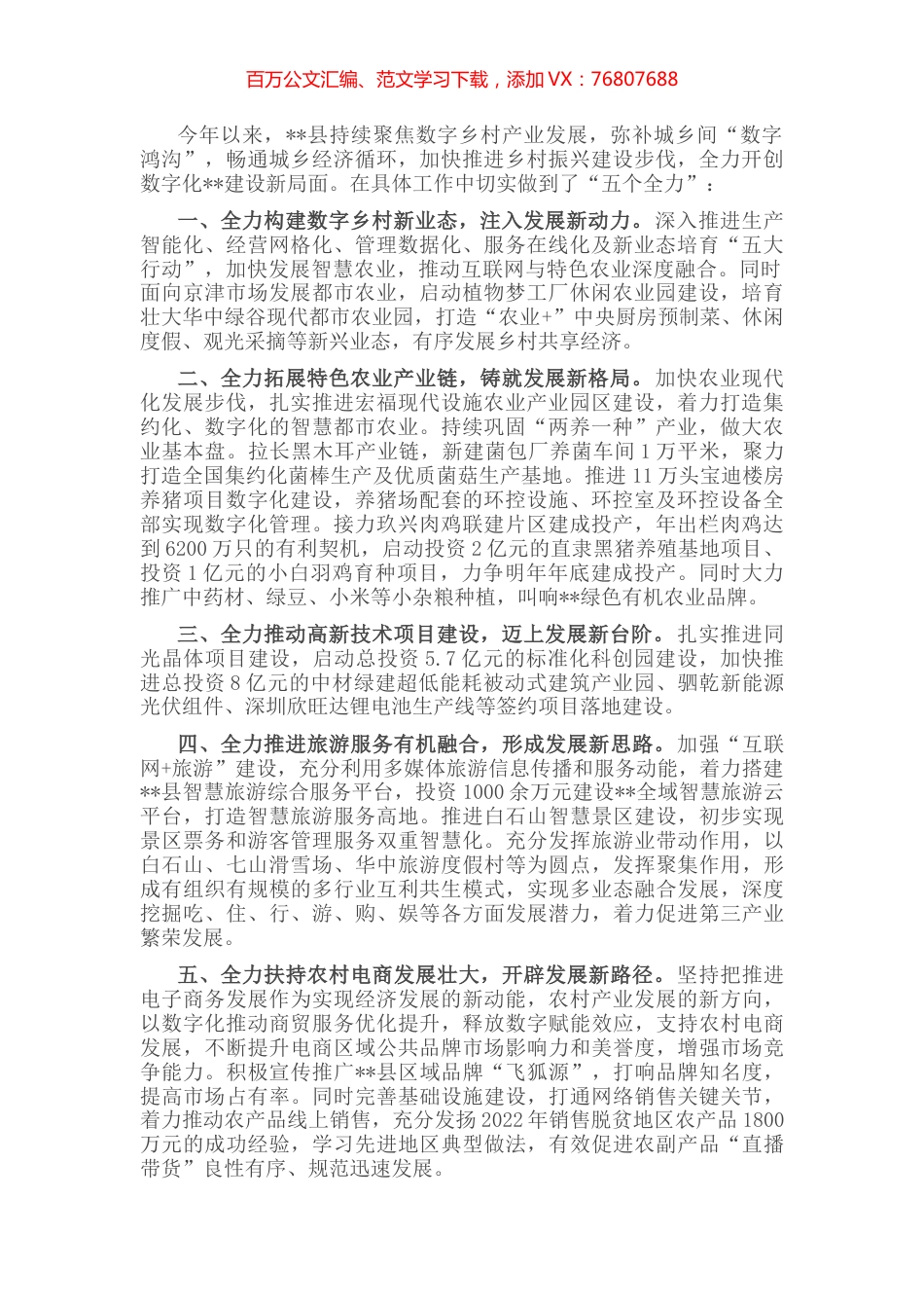 数字乡村产业发展工作汇报.docx_第1页