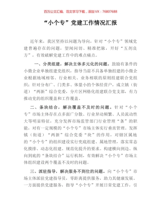 “小个专”党建工作情况汇报.docx