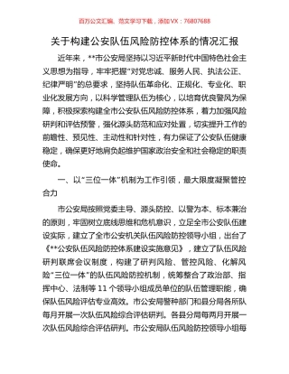 关于构建公安队伍风险防控体系的情况汇报.docx