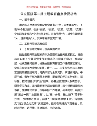 公立医院第二批主题教育盘点检视总结.docx