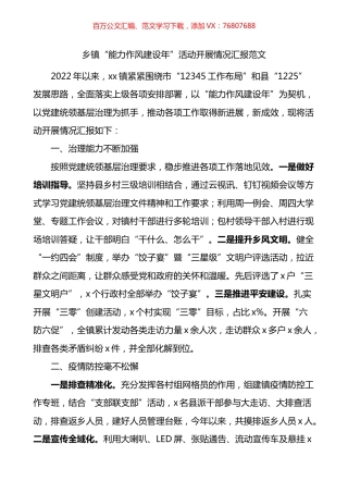 乡镇能力作风建设年活动开展情况汇报.docx