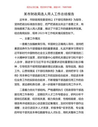 某市财政局选人用人工作总结报告.docx