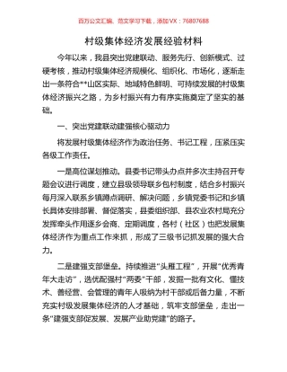 村级集体经济发展经验材料.docx