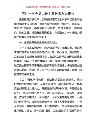 区红十字会第二批主题教育自查报告.docx