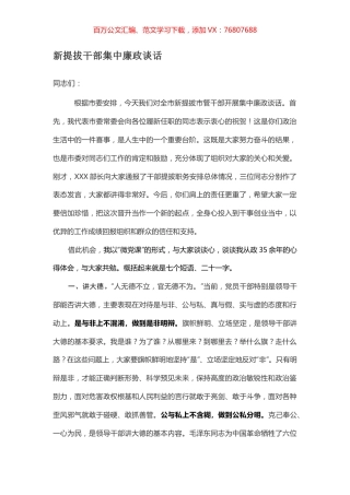 新提拔干部集中廉政谈话.docx