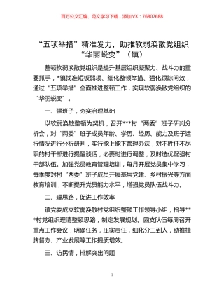 -“五项举措”精准发力，助推软弱涣散党组织“华丽蜕变”（镇）.docx