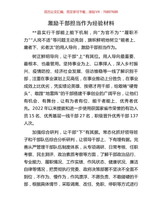 激励干部担当作为经验材料.docx