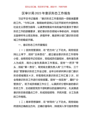 区审计局2023年意识形态工作报告.docx