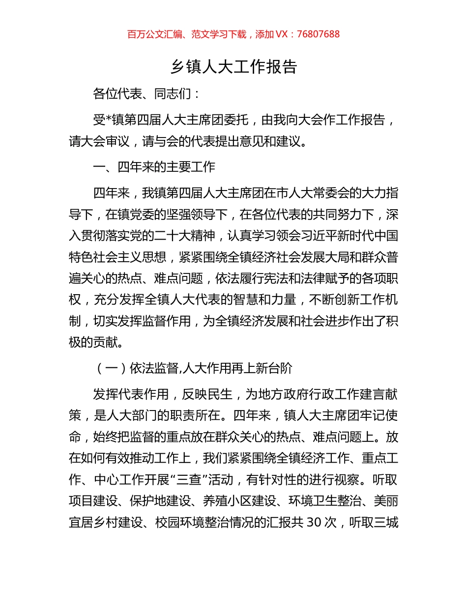 乡镇人大工作报告.docx_第1页
