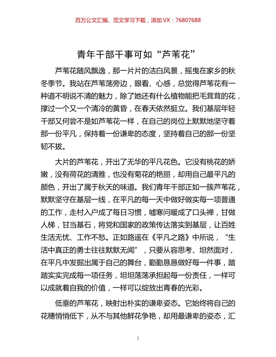 -青年干部干事可如“芦苇花”.docx_第1页