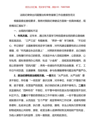 法院纪律突出问题整治和审务督察工作自查报告.docx