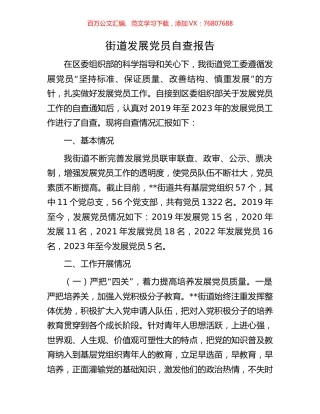 街道发展党员自查报告.docx