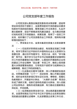 公司党支部年度工作报告.docx