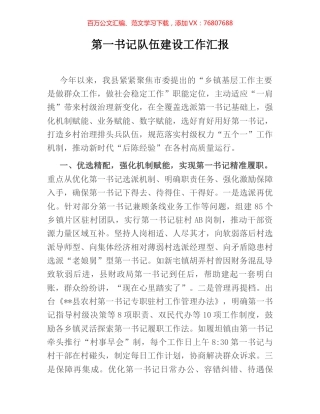 第一书记队伍建设工作汇报.docx