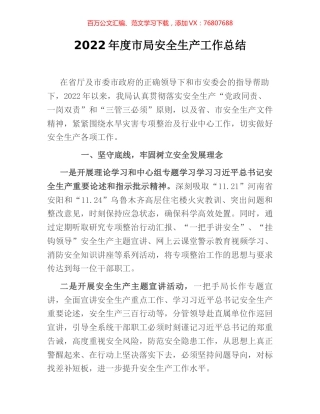2022年度市局安全生产工作总结.docx