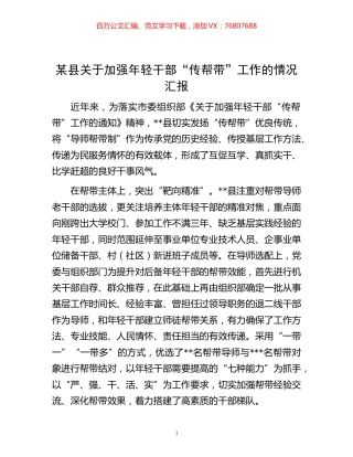 -某县关于加强年轻干部“传帮带”工作的情况汇报.docx