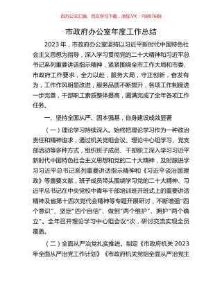 市政府办公室年度工作总结.docx