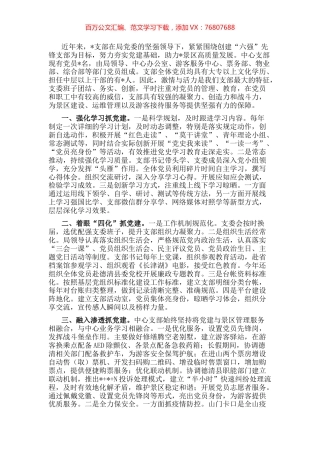 夯实基层党建 助力景区发展——景区党支部党建汇报材料.docx