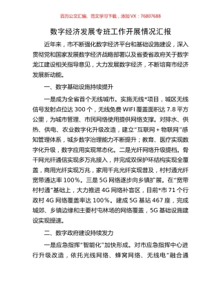 数字经济发展专班工作开展情况汇报.docx