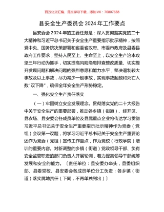 县安全生产委员会2024年工作要点.docx