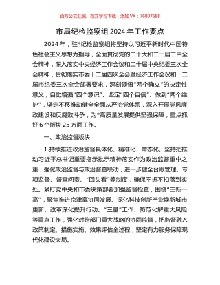 市局纪检监察组2024年工作要点.docx