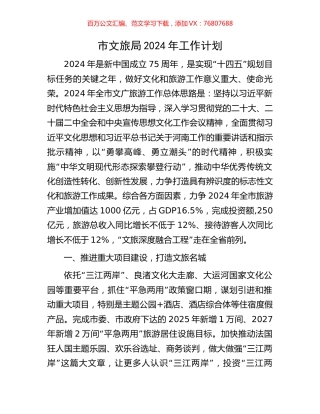 市文旅局2024年工作计划.docx