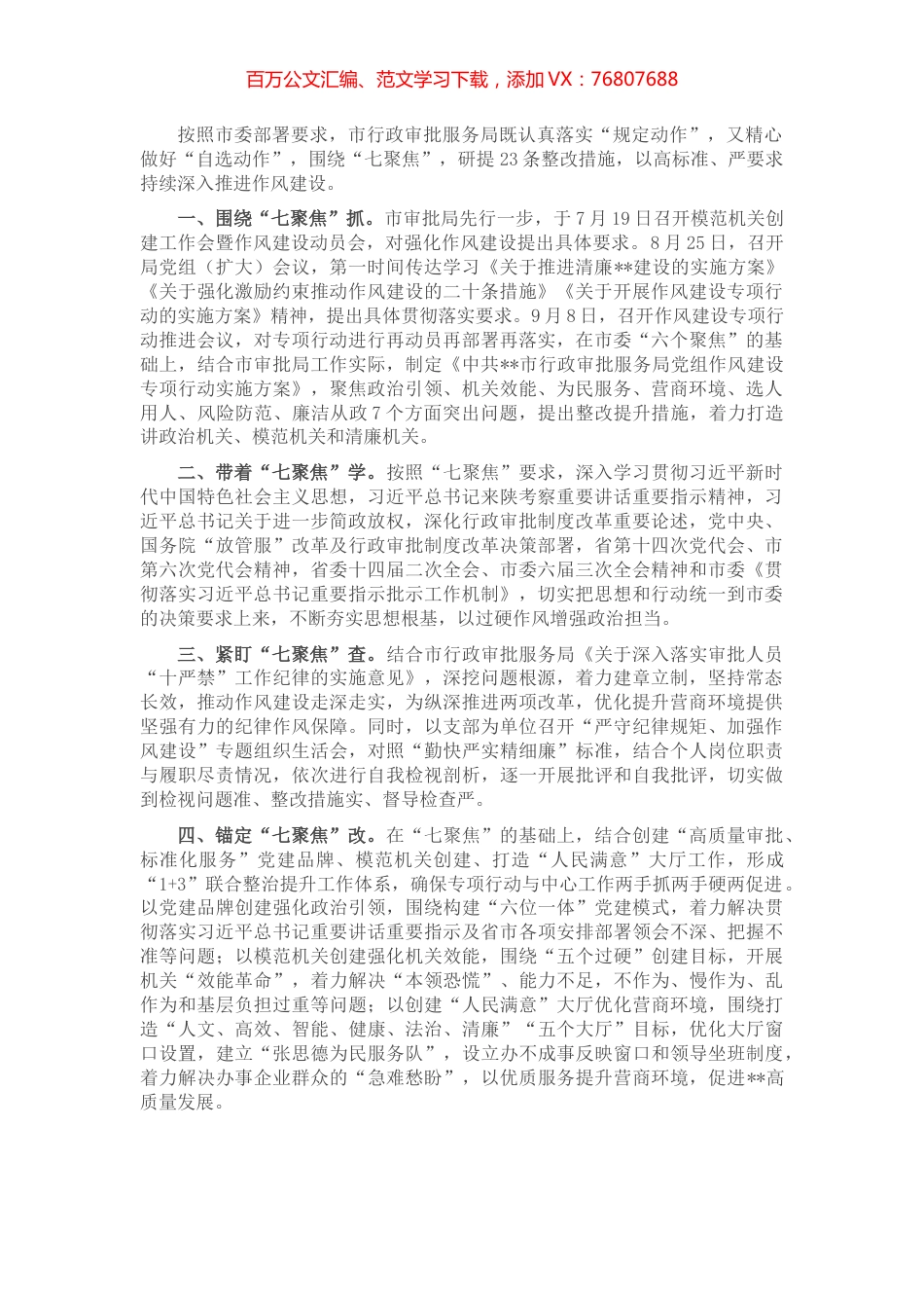 市行政审批服务局作风建设专项行动工作汇报.docx_第1页
