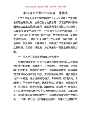 市行政审批局2023年度工作要点.docx