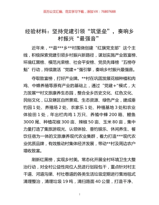 -经验材料：坚持党建引领“筑堡垒”，奏响乡村振兴“最强音”.docx