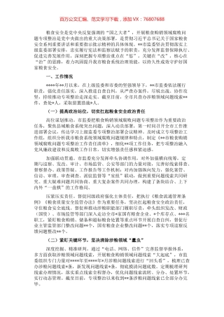 关于开展粮食购销领域腐败问题专项整治工作情况报告.docx