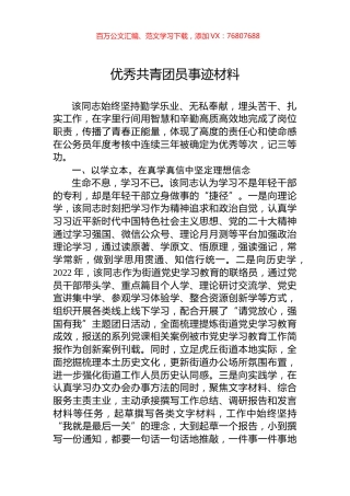 优秀共青团员事迹材料.docx