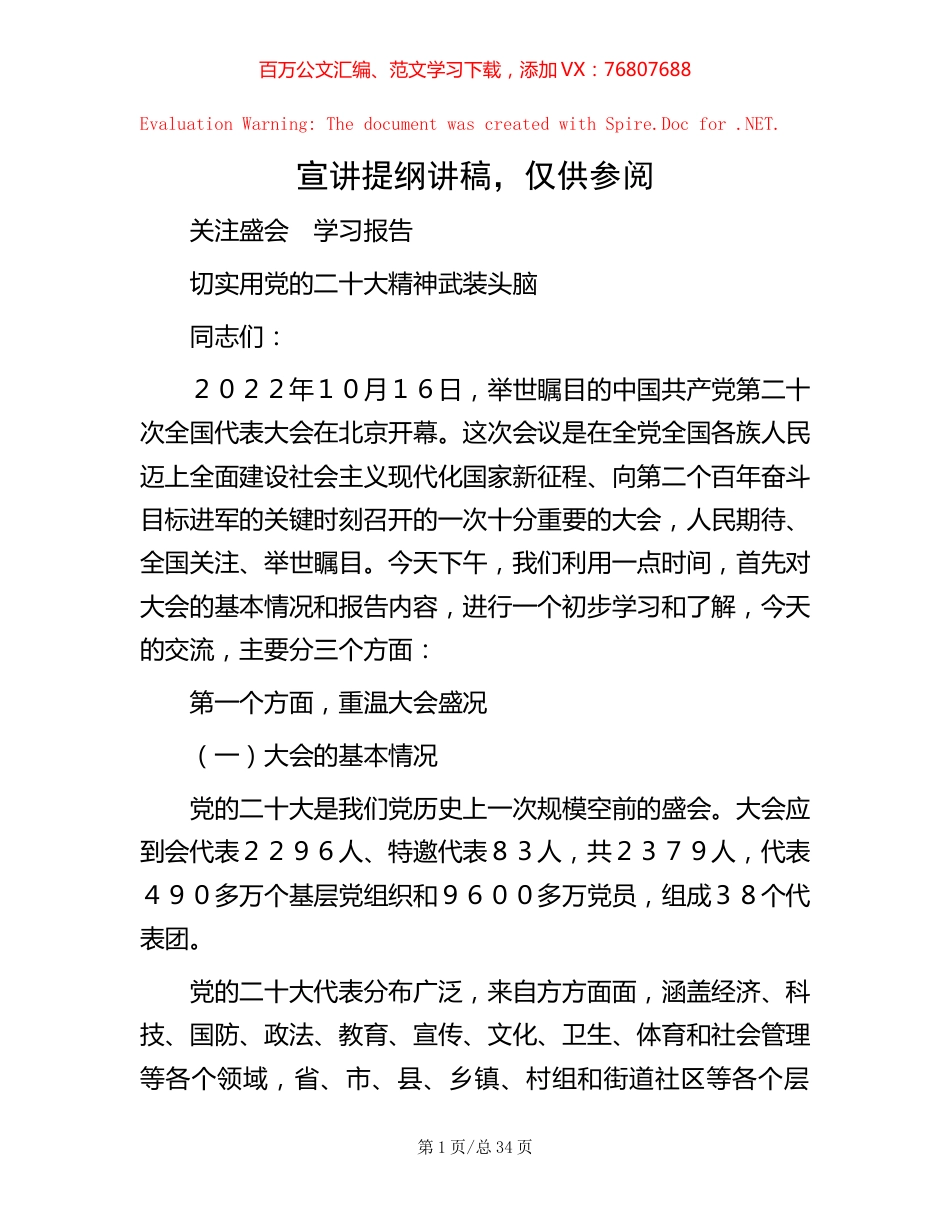 -宣讲提纲讲稿，仅供参阅.docx_第1页