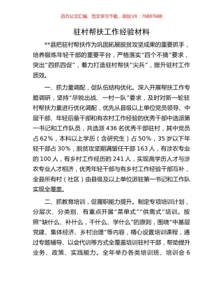 驻村帮扶工作经验材料.docx