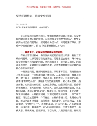 坚持问题导向，狠盯安全问题.docx