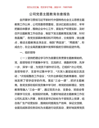 公司党委主题教育自查报告.docx