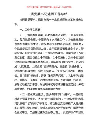 镇党委书记述职工作总结.docx