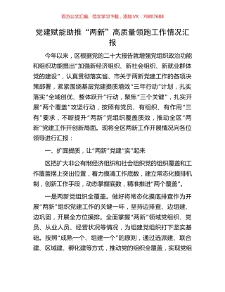 党建赋能助推“两新”高质量领跑工作情况汇报.docx