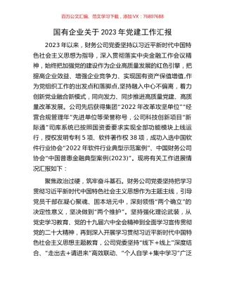 国有企业关于2023年党建工作汇报.docx