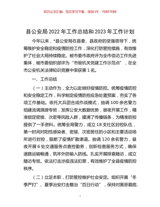 -县公安局2022年工作总结和2023年工作计划.docx