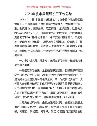 2023年度市局领导班子工作总结.docx