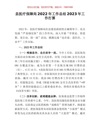 县医疗保障局2022年工作总结2023年工作打算.docx