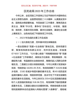 区民政局2023年工作总结.docx