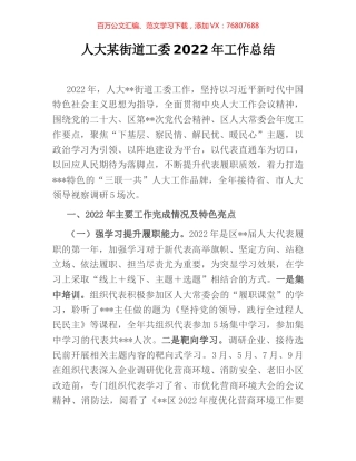 人大某街道工委2022年工作总结.docx