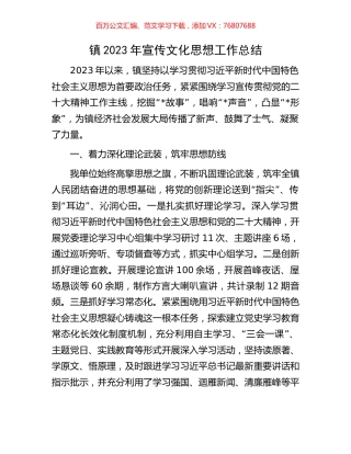 镇2023年宣传文化思想工作总结.docx